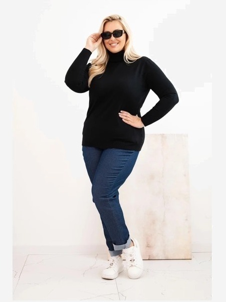 Dámsky viskózový sveter Plus Size s klasickým strihom čierny
