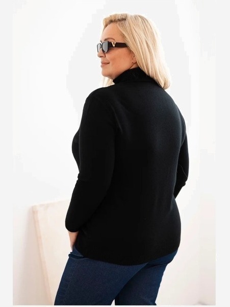 Dámsky viskózový sveter Plus Size s klasickým strihom čierny