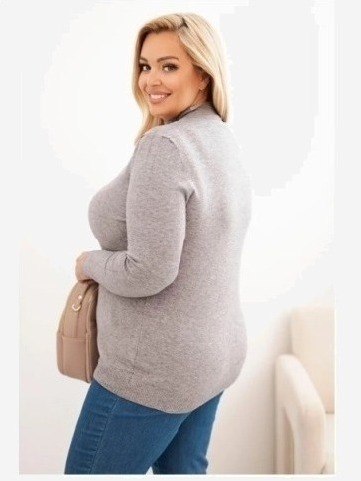 Dámsky sveter Plus Size z viskózy s golierom šedý