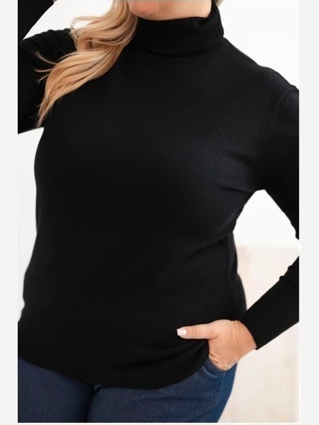 Dámsky viskózový sveter Plus Size s klasickým strihom čierny