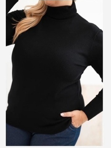 Dámsky viskózový sveter Plus Size s klasickým strihom čierny