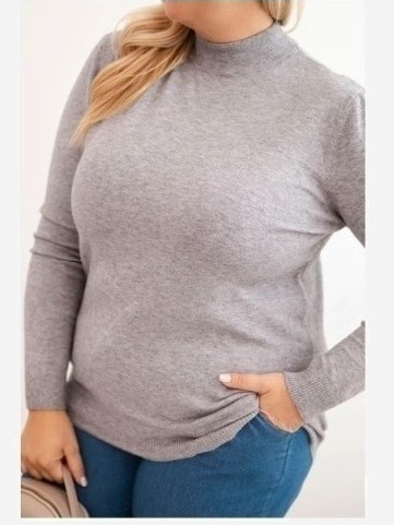Dámsky sveter Plus Size z viskózy s golierom šedý