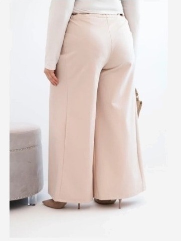 Dámske nohavice Plus Size s širokými nohavicami a plisovaním béžová