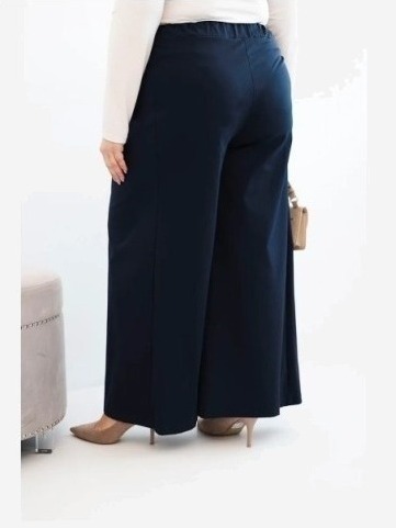Dámske nohavice Plus Size so širokými nohavicami a plisovaním modré