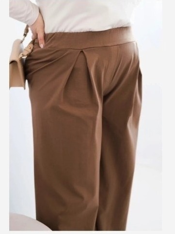 Dámske nohavice Plus Size so širokými nohavicami a skladaním camelové