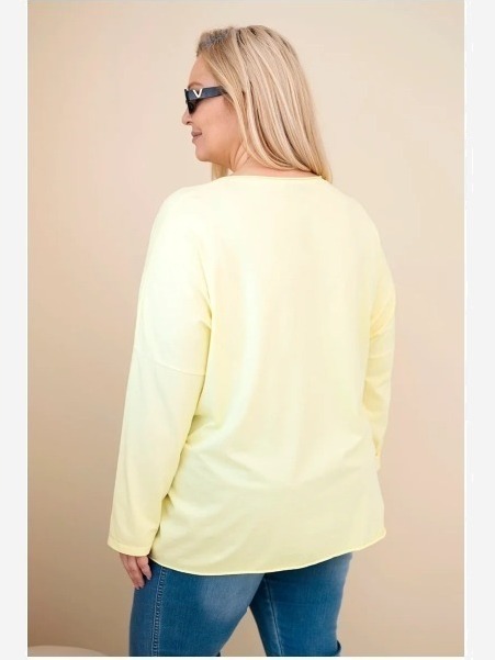 Dámska bavlnená blúzka Plus Size s strapcami žltá