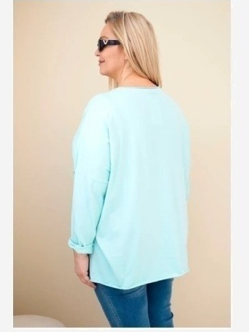 Dámska bavlnená blúzka Plus Size s třásňami mätová