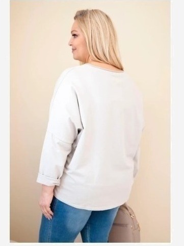 Dámska bavlnená blúzka Plus Size s výstrihom do V béžová