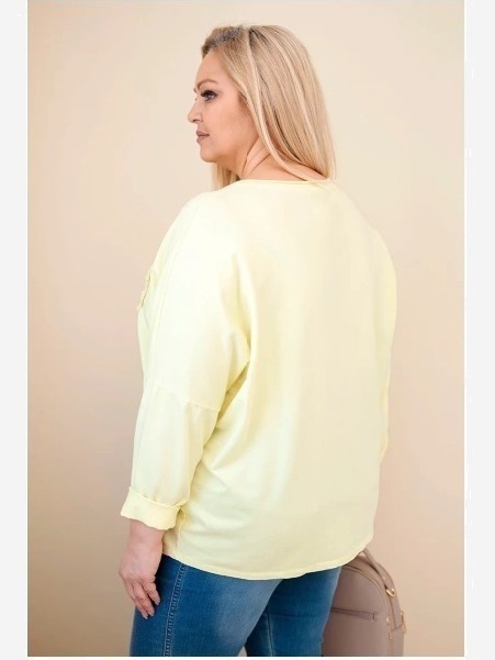 Dámska bavlnená blúzka Plus Size s výstrihom V žltá