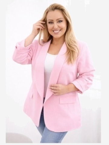 Dámska sako Plus Size elegantná cukrová ružová