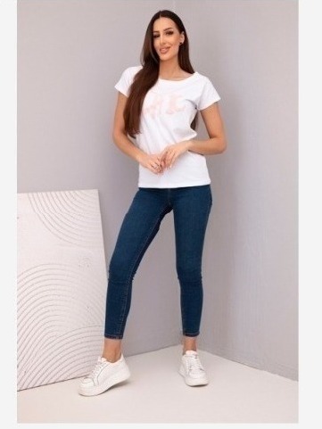 Dámska bavlnená blúzka s potlačou CHIC biela