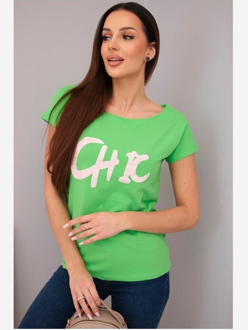 Dámska bavlnená blúzka s potlačou CHIC zelená