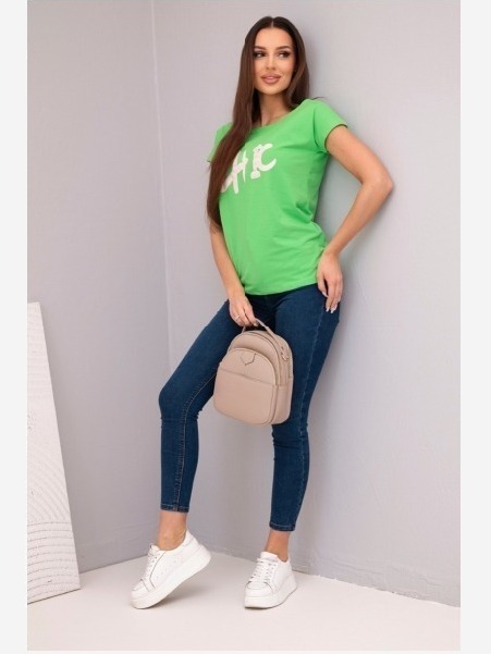 Dámska bavlnená blúzka s potlačou CHIC zelená