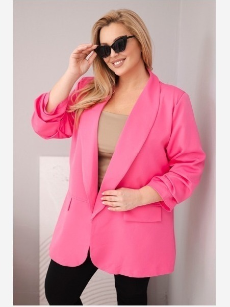 Dámske sako Plus Size elegantné ružové