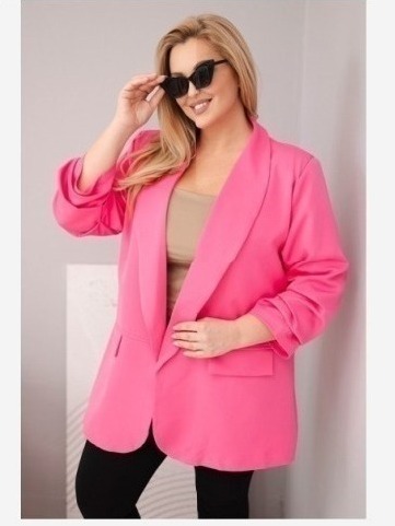 Dámske sako Plus Size elegantné ružové