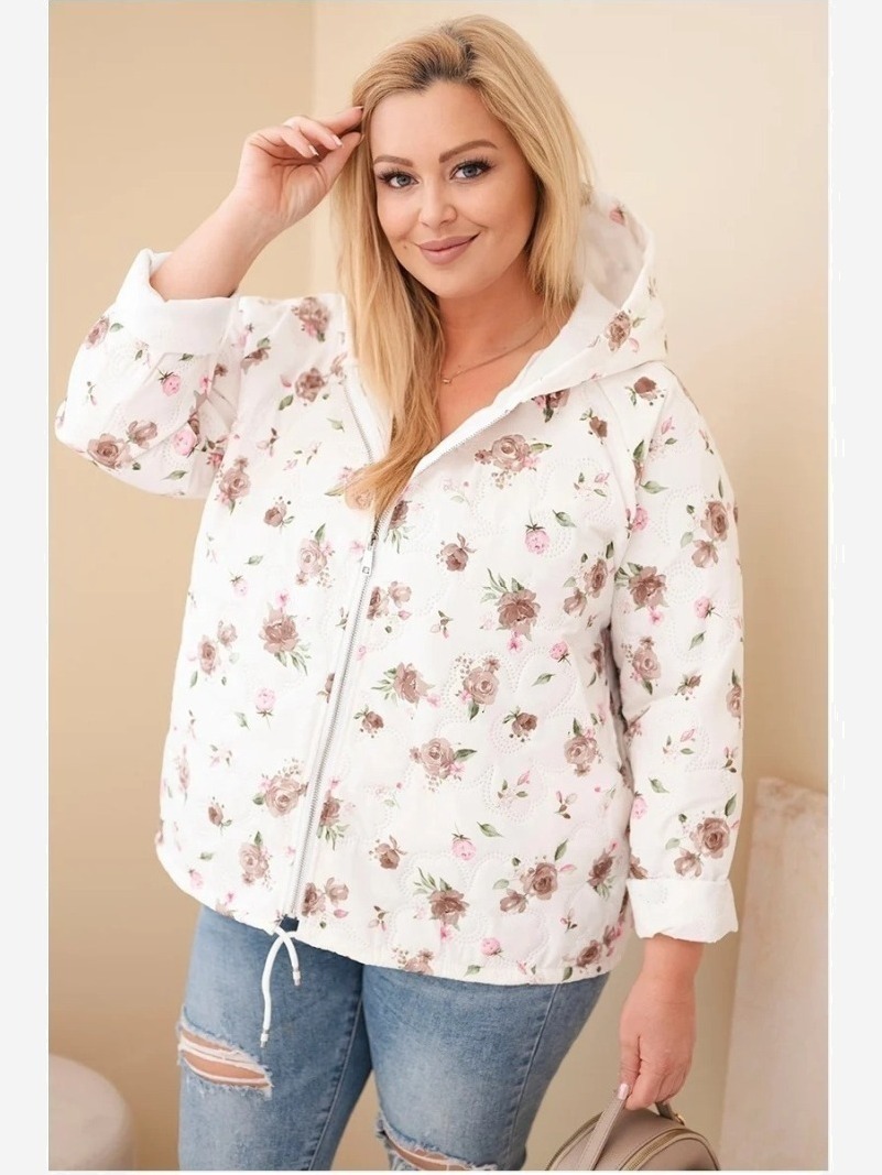 Dámska jarná bunda Plus Size s drobným kvetinovým vzorom fango