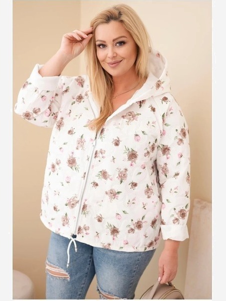 Dámska jarná bunda Plus Size s drobným kvetinovým vzorom fango