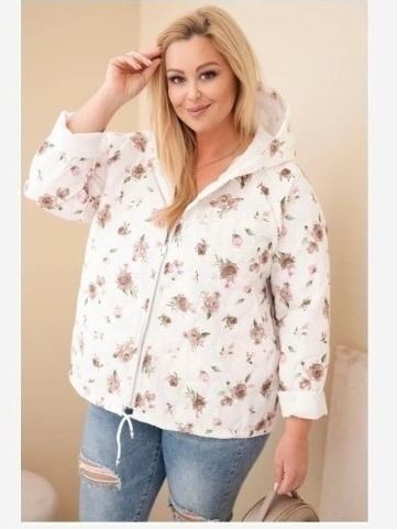 Dámska jarná bunda Plus Size s drobným kvetinovým vzorom fango
