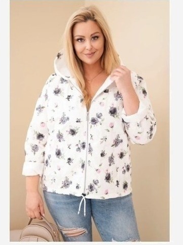 Dámska jarná bunda Plus Size s drobným kvetinovým vzorom grafitová