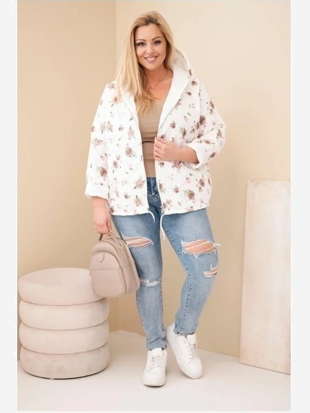 Dámska jarná bunda Plus Size s drobným kvetinovým vzorom fango