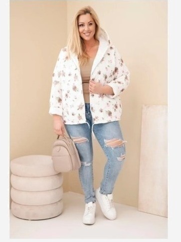 Dámska jarná bunda Plus Size s drobným kvetinovým vzorom fango