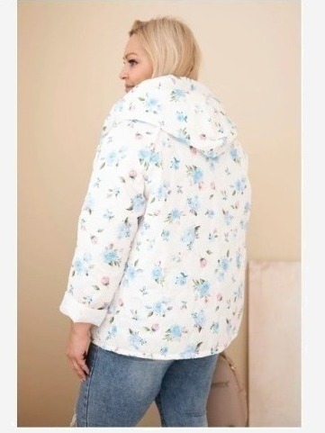 Dámska jarná bunda Plus Size s drobným kvetinovým vzorom modrá