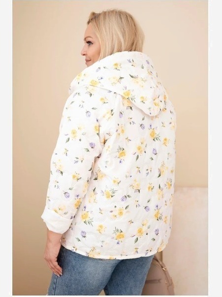 Dámska jarná bunda Plus Size s drobným kvetinovým vzorom žltá