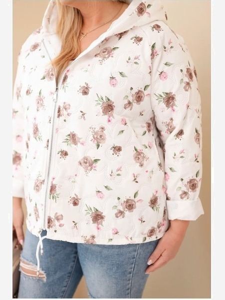 Dámska jarná bunda Plus Size s drobným kvetinovým vzorom fango