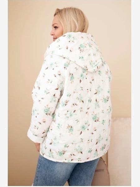 Dámska jarná bunda Plus Size s drobným kvetinovým vzorom mentolová