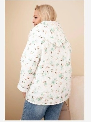 Dámska jarná bunda Plus Size s drobným kvetinovým vzorom mentolová