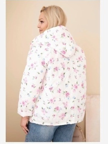 Dámska jarná bunda Plus Size s drobným kvetinovým vzorom ružová
