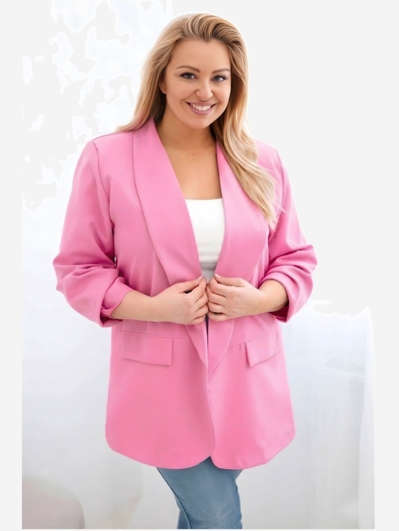 Dámske sako Plus Size elegantné svetloružová