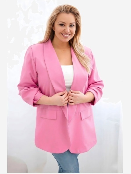 Dámske sako Plus Size elegantné svetloružová