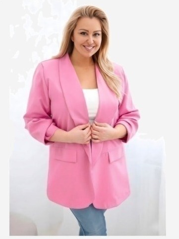 Dámske sako Plus Size elegantné svetloružová