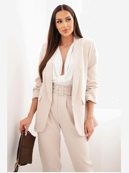 Elegantný komplet saka a nohavíc béžový