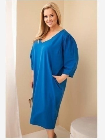 Dámske šaty Plus Size s vreckami chrpová