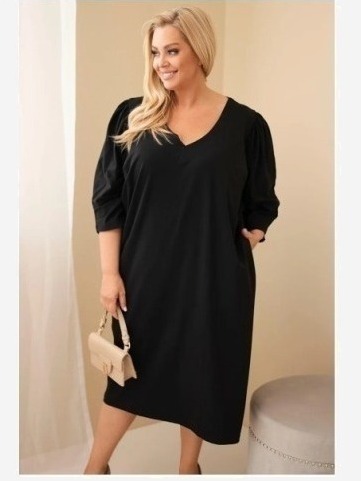 Dámske šaty Plus Size s vreckami čierna