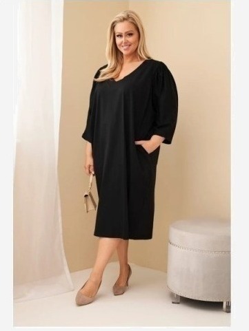 Dámske šaty Plus Size s vreckami čierna