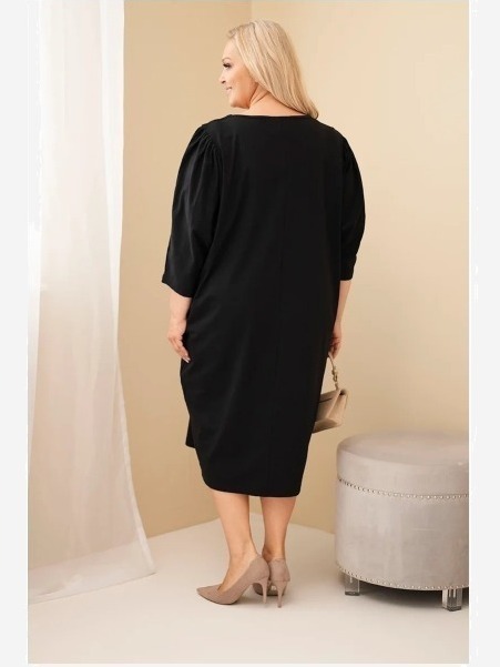 Dámske šaty Plus Size s vreckami čierna