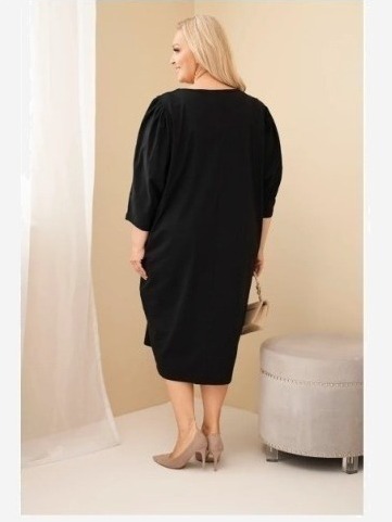 Dámske šaty Plus Size s vreckami čierna