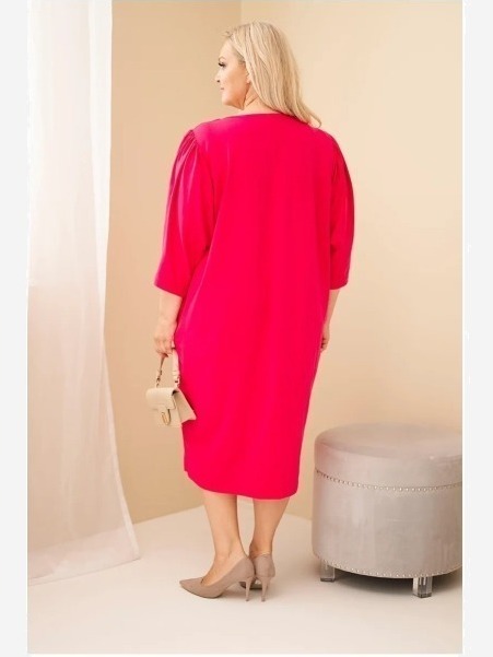 Dámske šaty Plus Size s vreckami fuksia