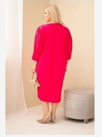 Dámske šaty Plus Size s vreckami fuksia