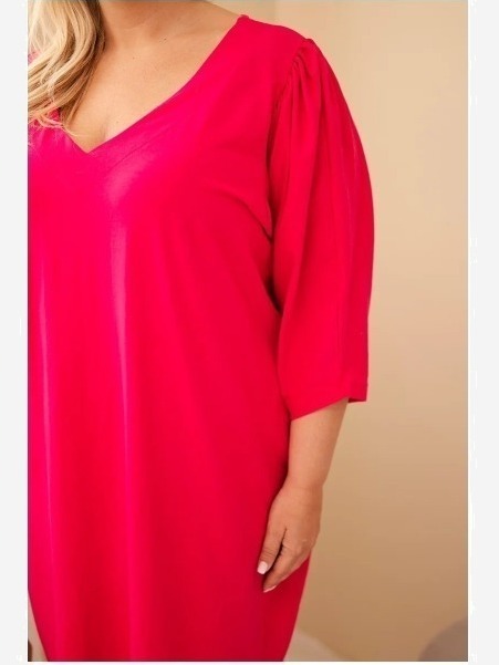 Dámske šaty Plus Size s vreckami fuksia