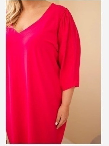 Dámske šaty Plus Size s vreckami fuksia