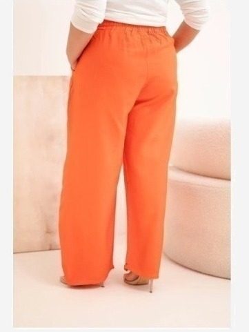 Dámske bavlnené nohavice Plus Size s gumou v páse pomarančové