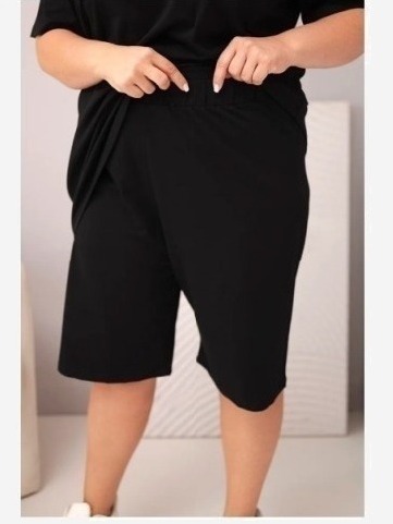 Dámsky bavlnený komplet Plus Size s blúzkou a šortkami čierny