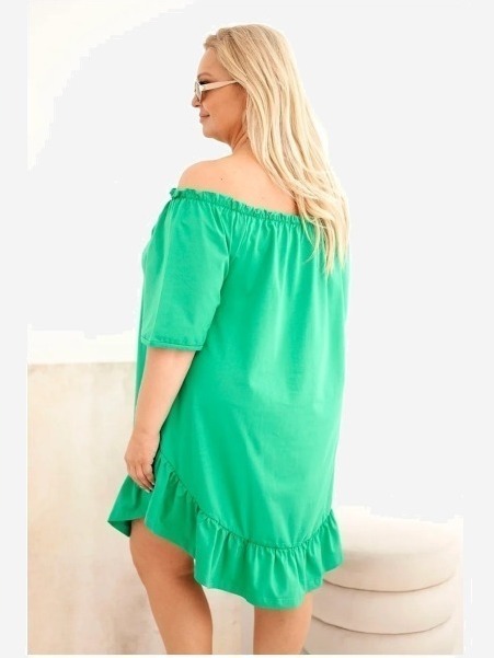Dámske šaty Plus Size bavlnené s volánom zelená