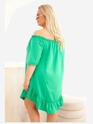 Dámske šaty Plus Size bavlnené s volánom zelená