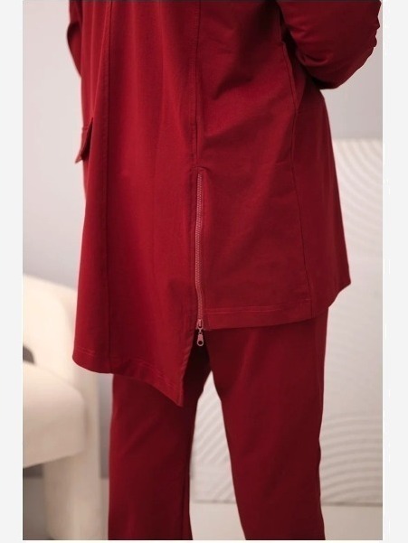 Dámsky bavlnený komplet Plus Size s mikinou a nohavicami bordový