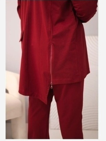 Dámsky bavlnený komplet Plus Size s mikinou a nohavicami bordový